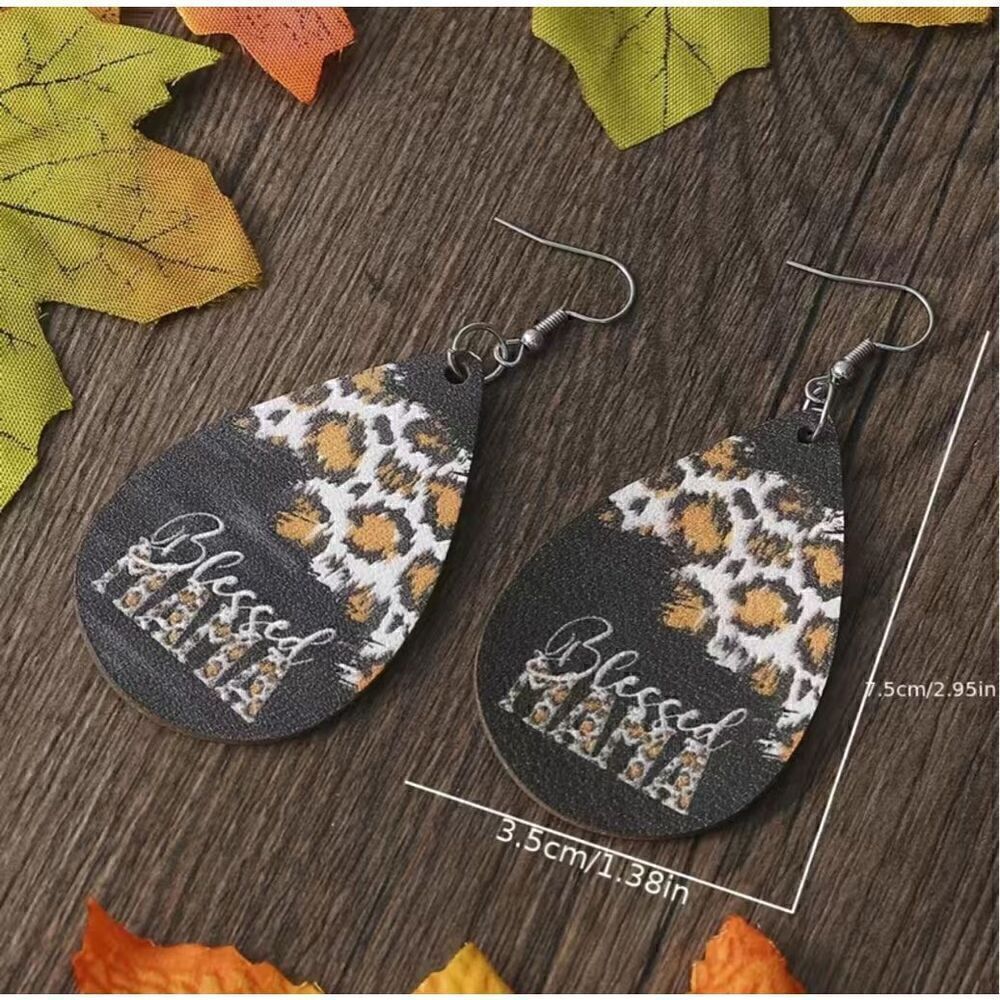 Blessed Mama Teardrop Earrings Mothers Day